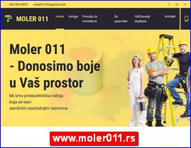 Moler Beograd, zavrni unutranji radovi, molerski radovi, lepljenje tapeta, dekorativni radovi, postavka zidnih lajsni, postavka plafonskih lajsni, farbanje drvene stolarije, farbanje radijatora, obrada spaletni, gipsani radovi, podovi, hidroizolacija limenog krova, odravanje objekata, www.moler011.rs