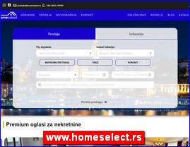 Nekretnine, kuće, stanovi, zemljišta, lokali, novogradnja, pretraga, prodaja, izdavanje, Homeselect, www.homeselect.rs